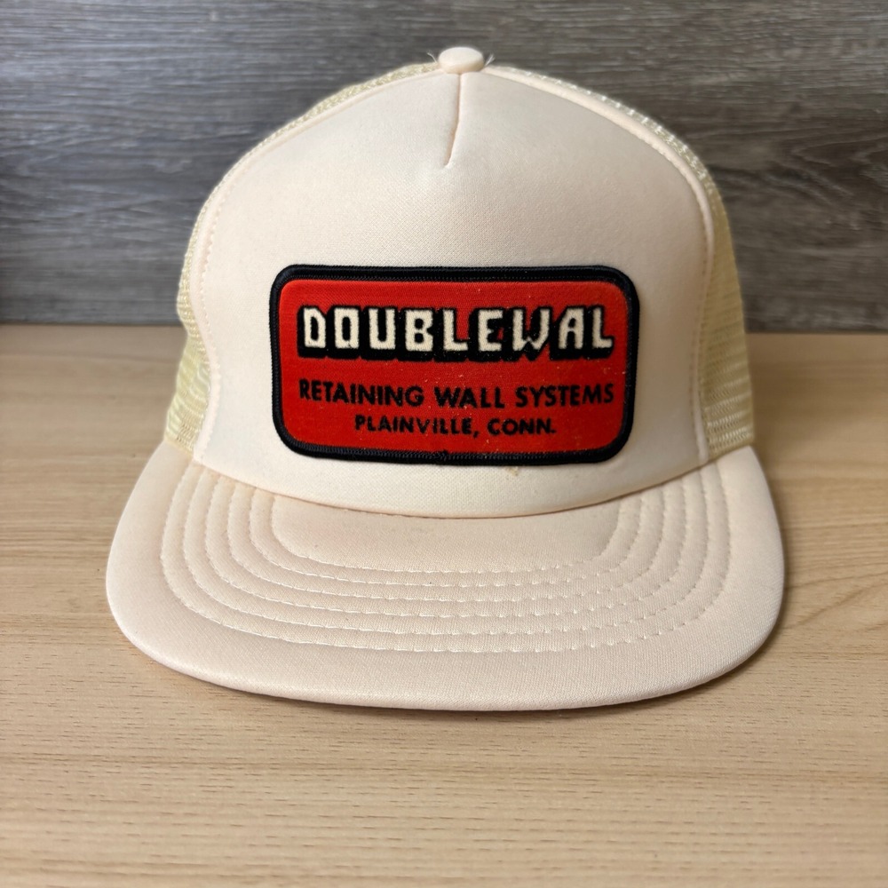 Vintage Doublewal Hat Cap Snap Back Brown Tan Trucker Plainville Connecticut